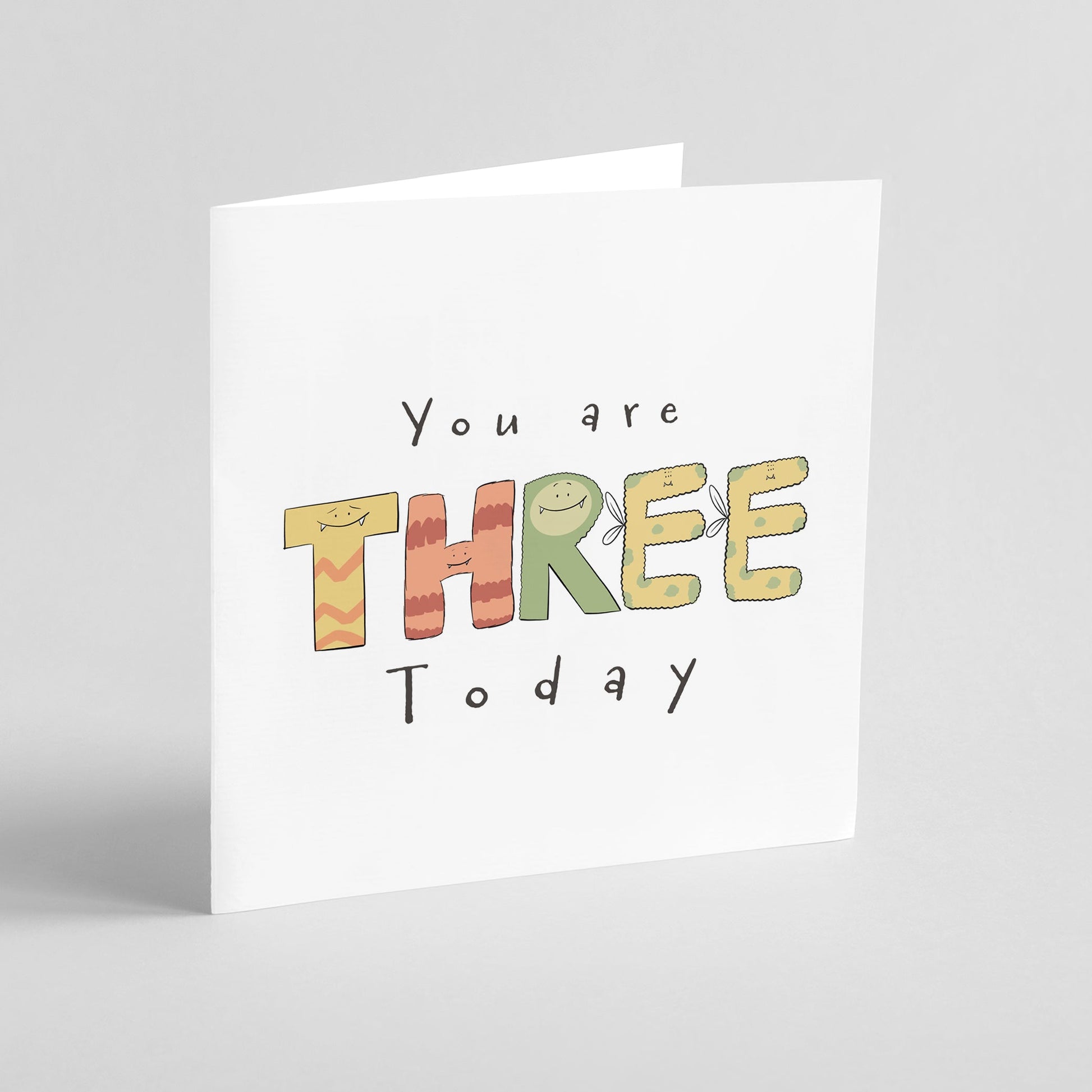 You Are 3 Today Cute Monster Milestone Birthday Card
