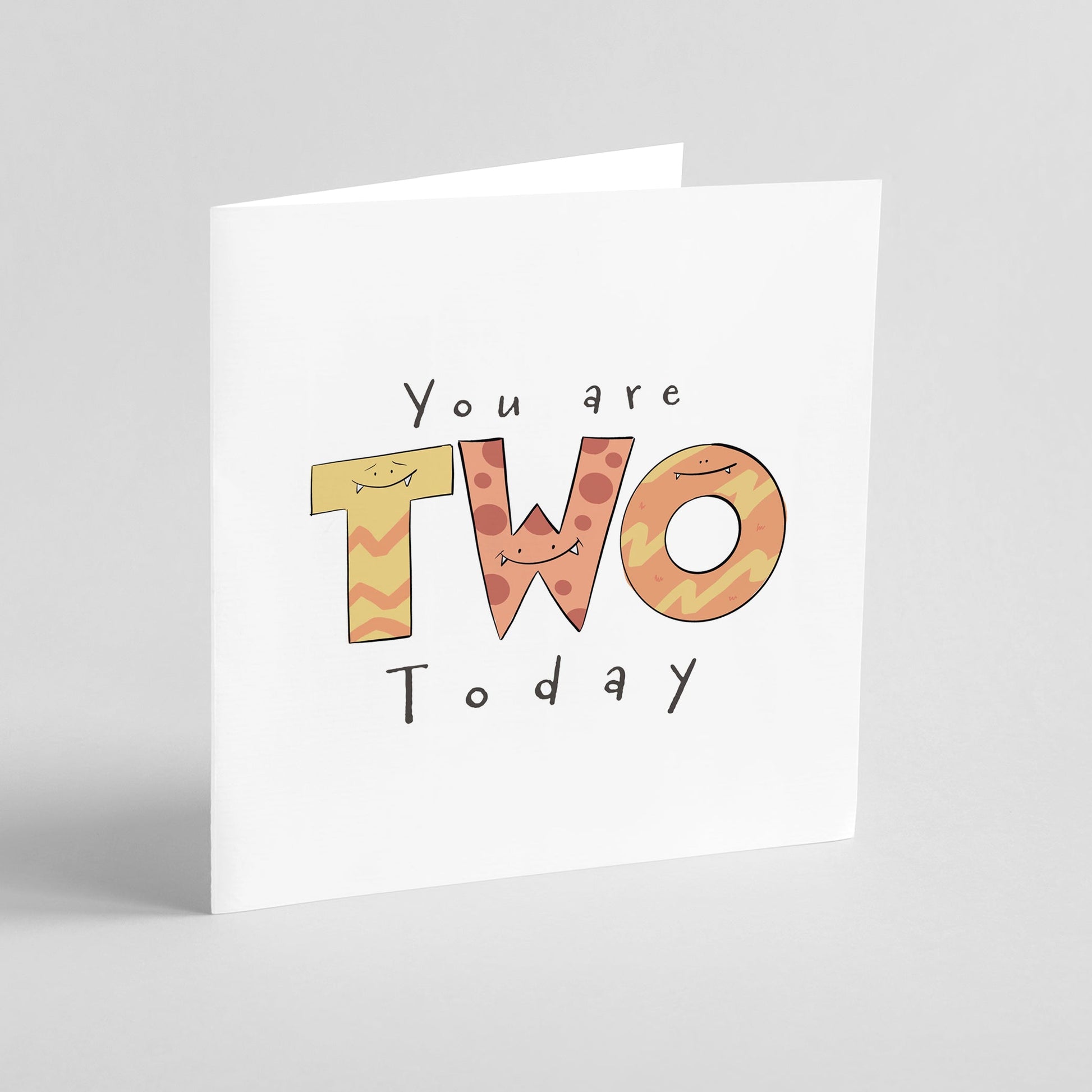 You Are 2 Today Cute Monster Milestone Birthday Card