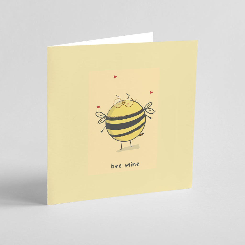 Bee Mine Round Greeting Card with Hearts
