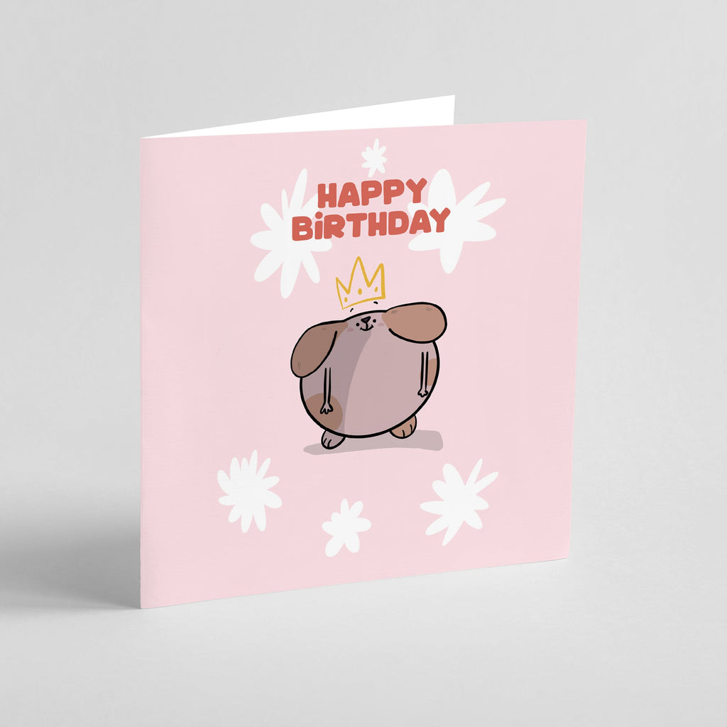 Happy Birthday Queen Card with Crown Dog