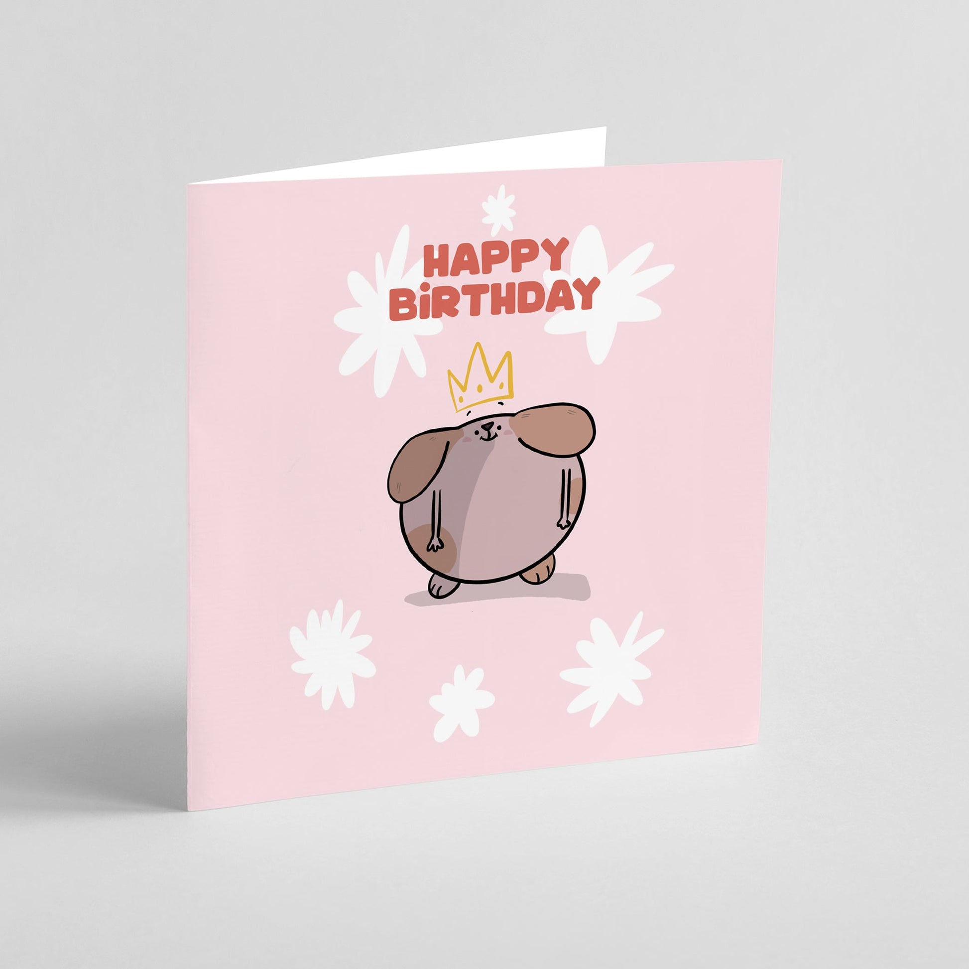 Happy Birthday Queen Card with Crown Dog