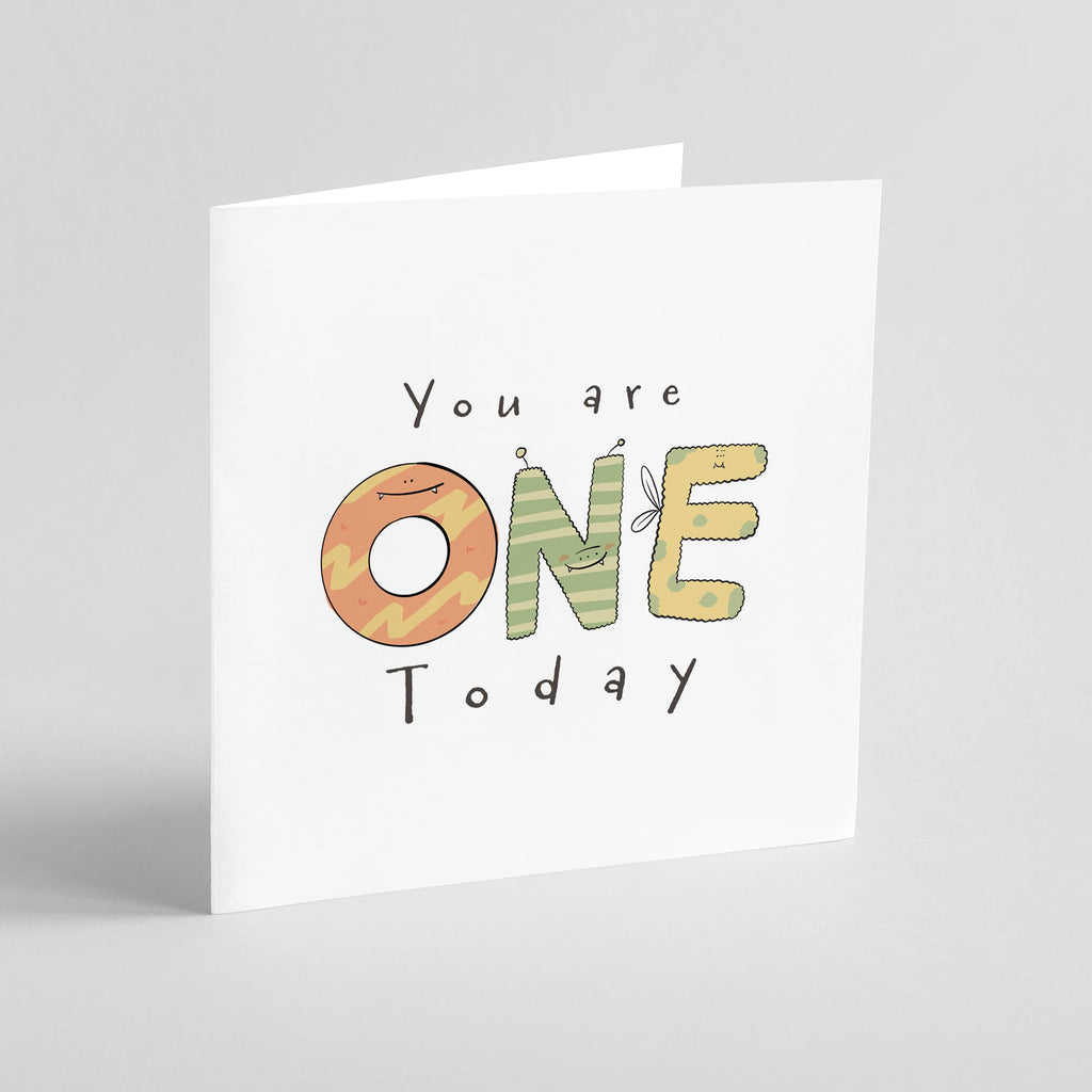 One Today 1st Birthday Monster Card