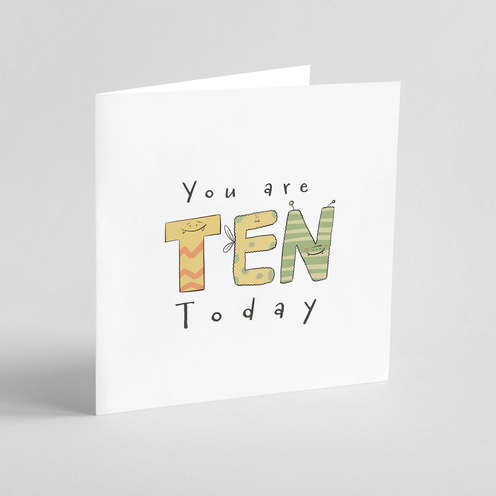 You Are 10 Today Cute Monster Milestone Birthday Card