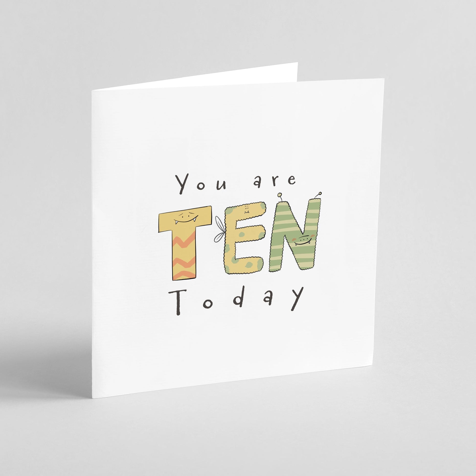 You Are 10 Today Cute Monster Milestone Birthday Card