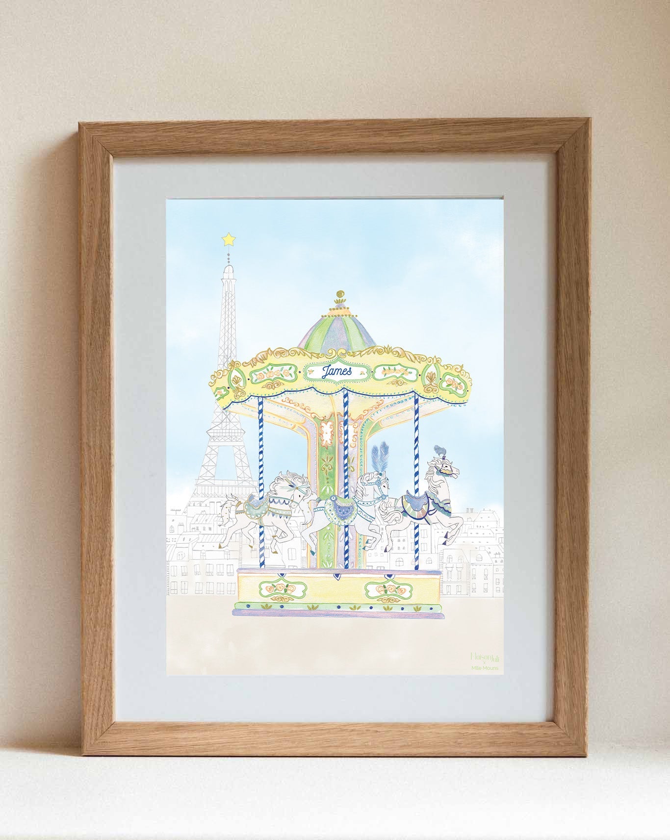 Personalised Carousel of The Trocadero Illustration for Boys