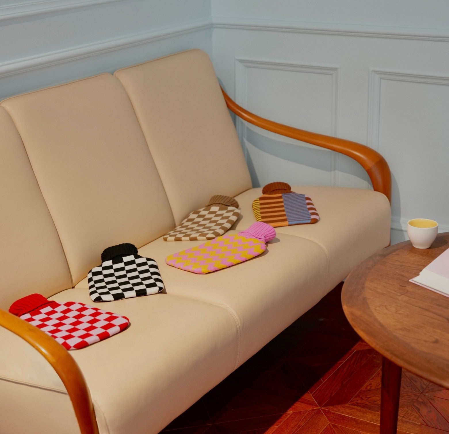 Hand Knitted Lambswool Hot Water Bottle with Cover