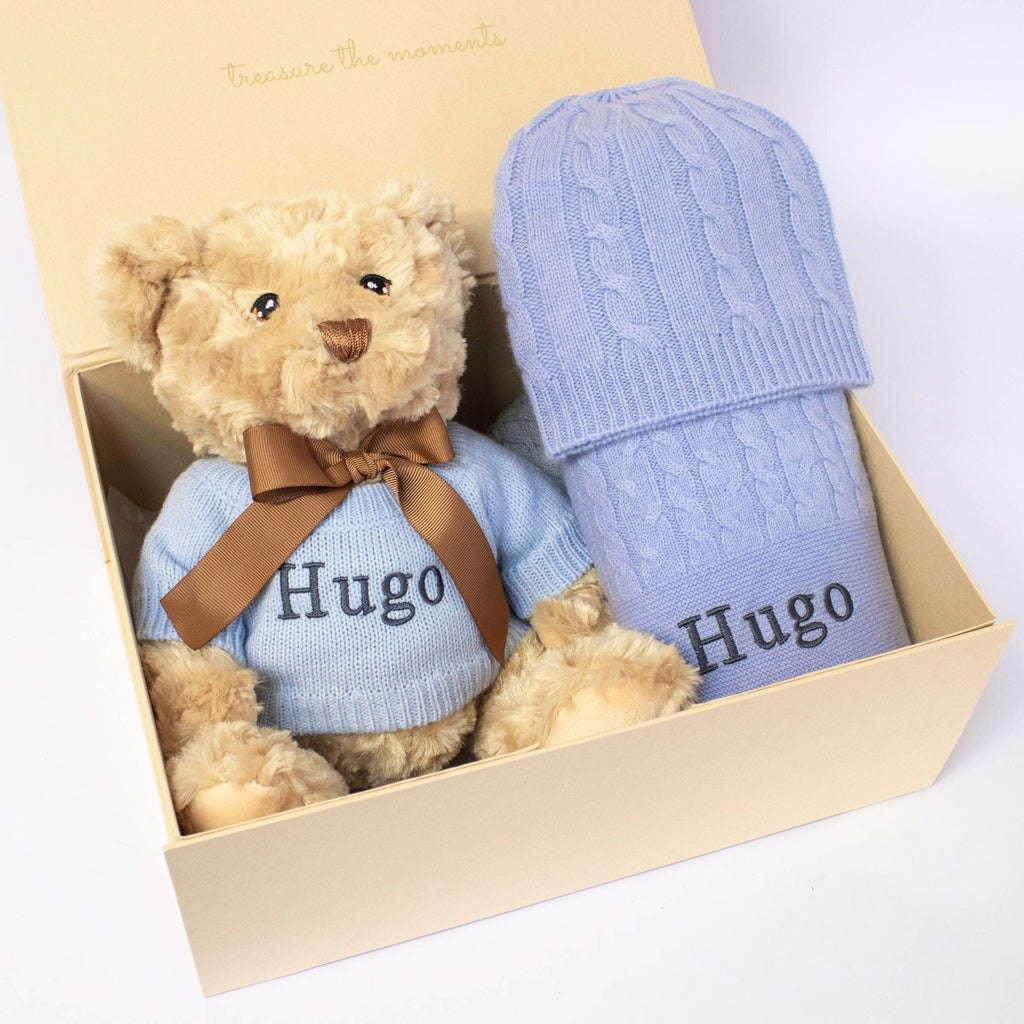 Cashmere and Teddy Gift Set in Cornflower Blue