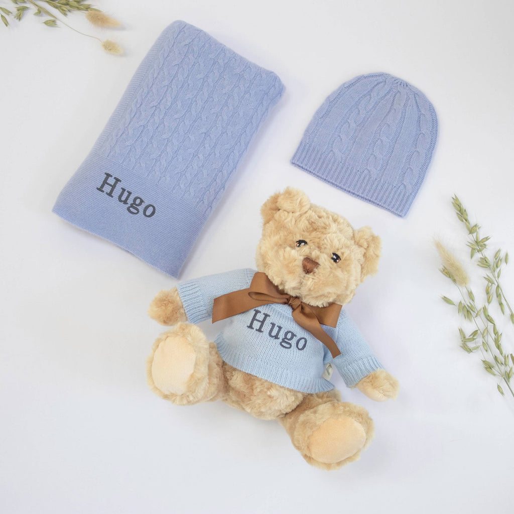 Cashmere and Teddy Gift Set in Cornflower Blue