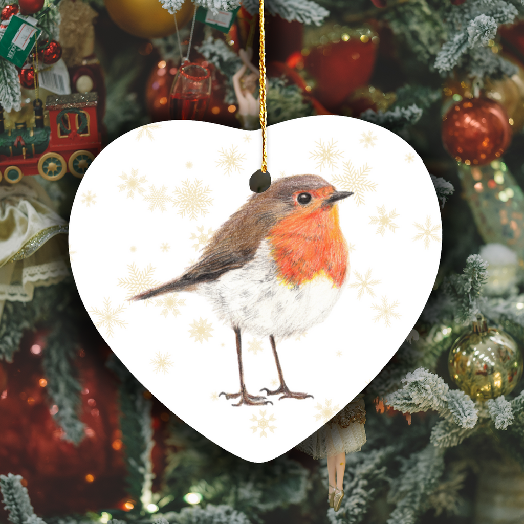 Robin Heart Shape Christmas Tree Ornament