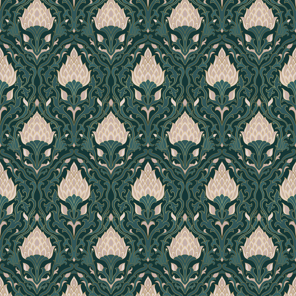 Arts and Crafts Lotus Wallpaper