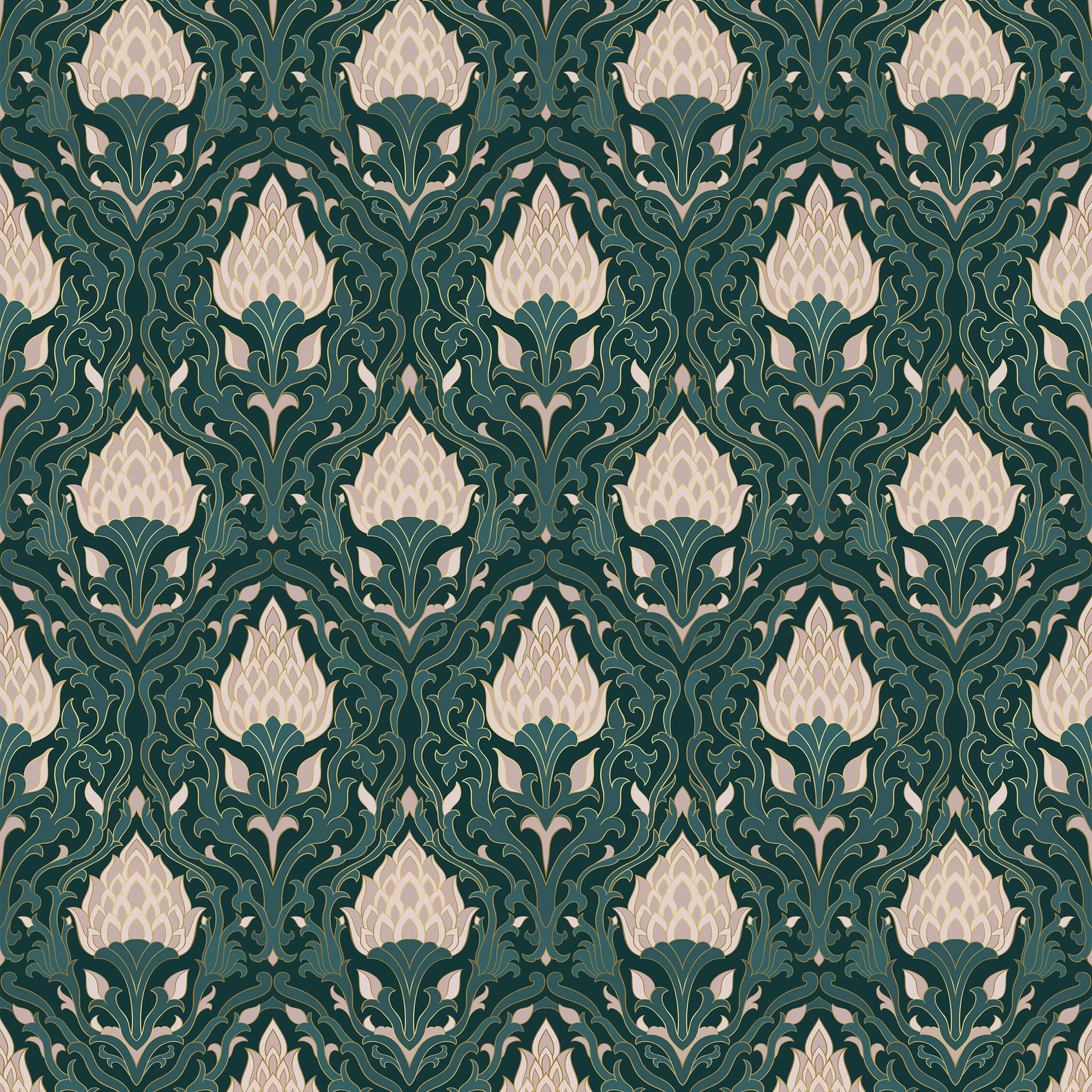 Arts and Crafts Lotus Wallpaper