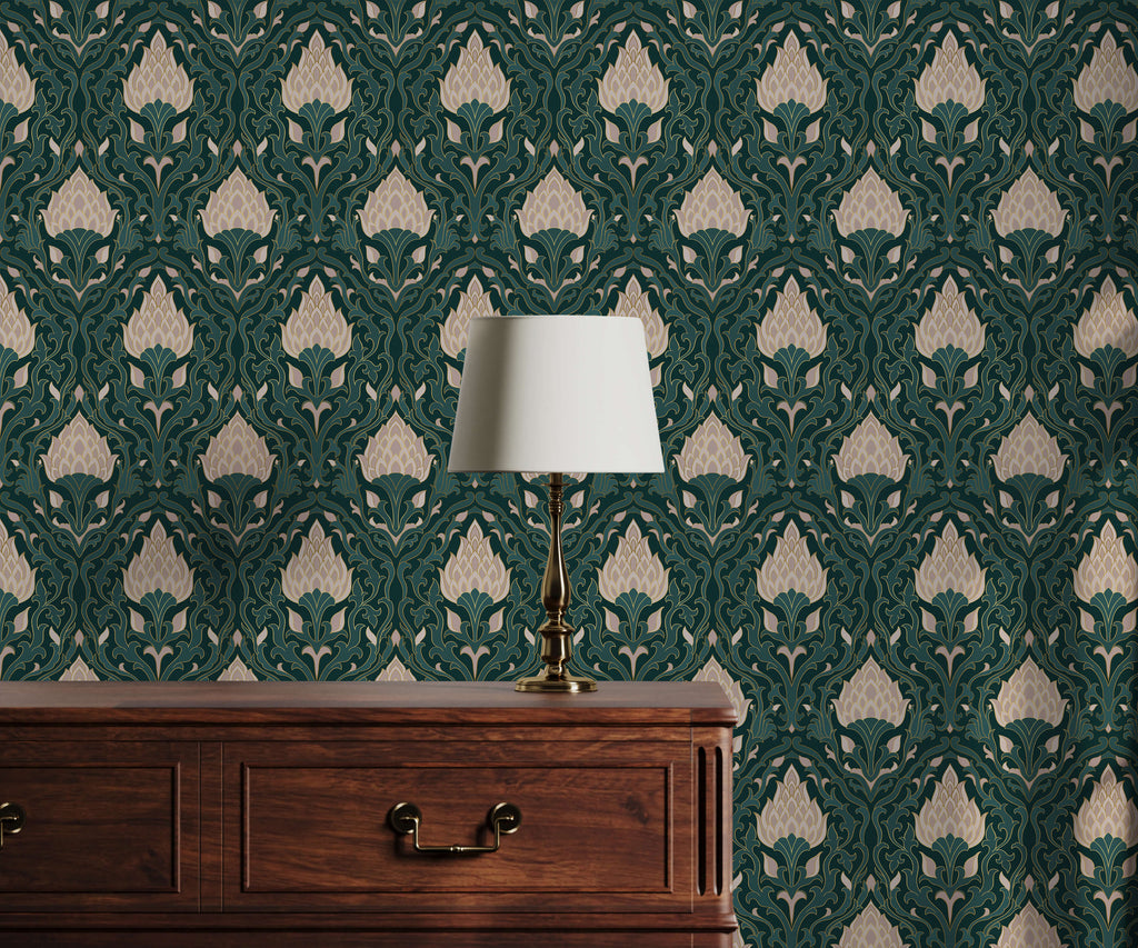 Arts and Crafts Lotus Wallpaper