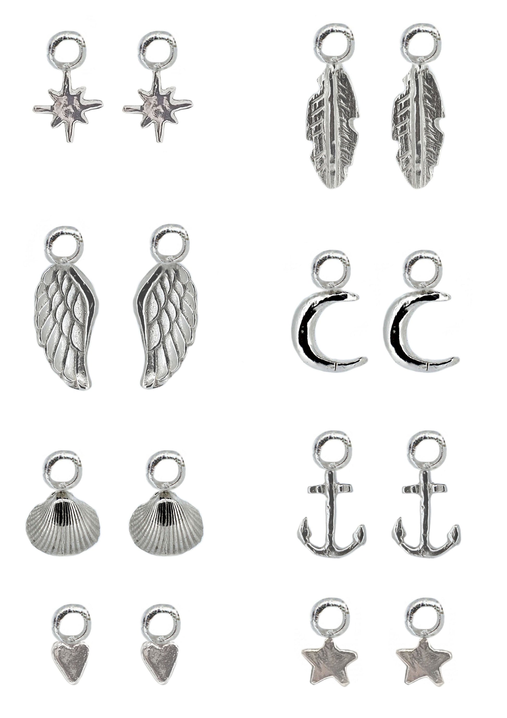 Charm Pairs for Hoop Earrings in Sterling Silver