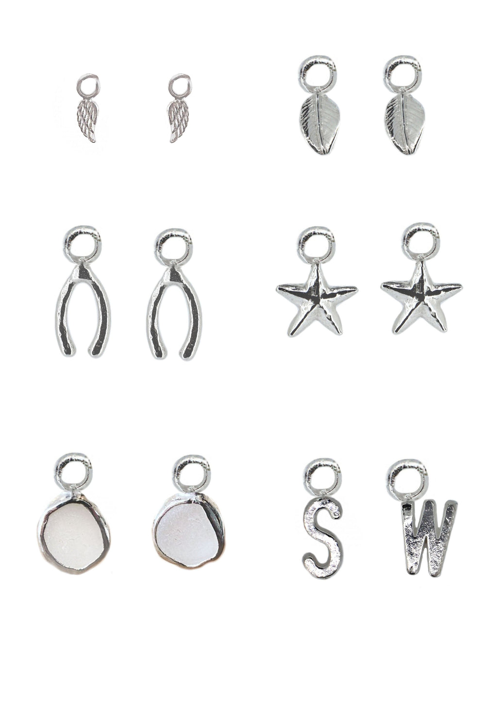 Charm Pairs for Hoop Earrings in Sterling Silver