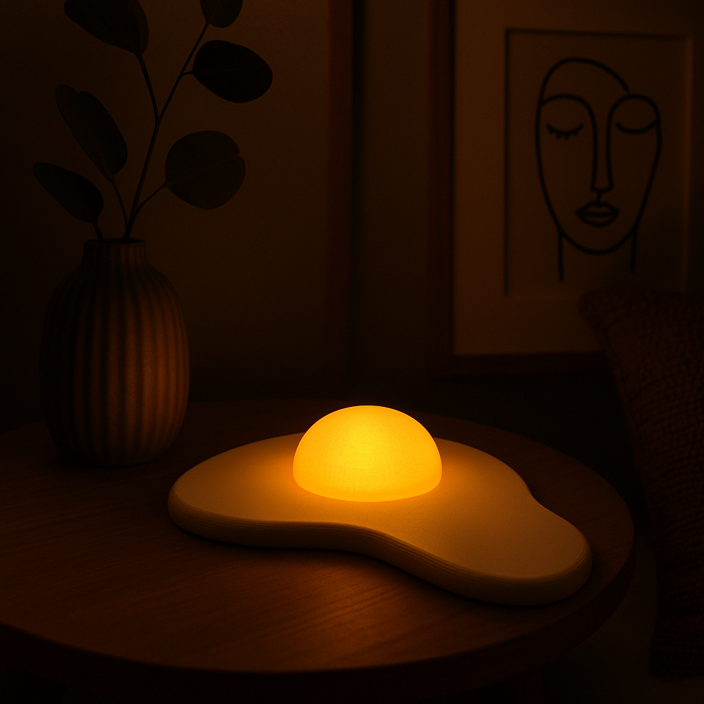 Fried Egg Lamp Eco-Friendly 3D Printed USB Night Light
