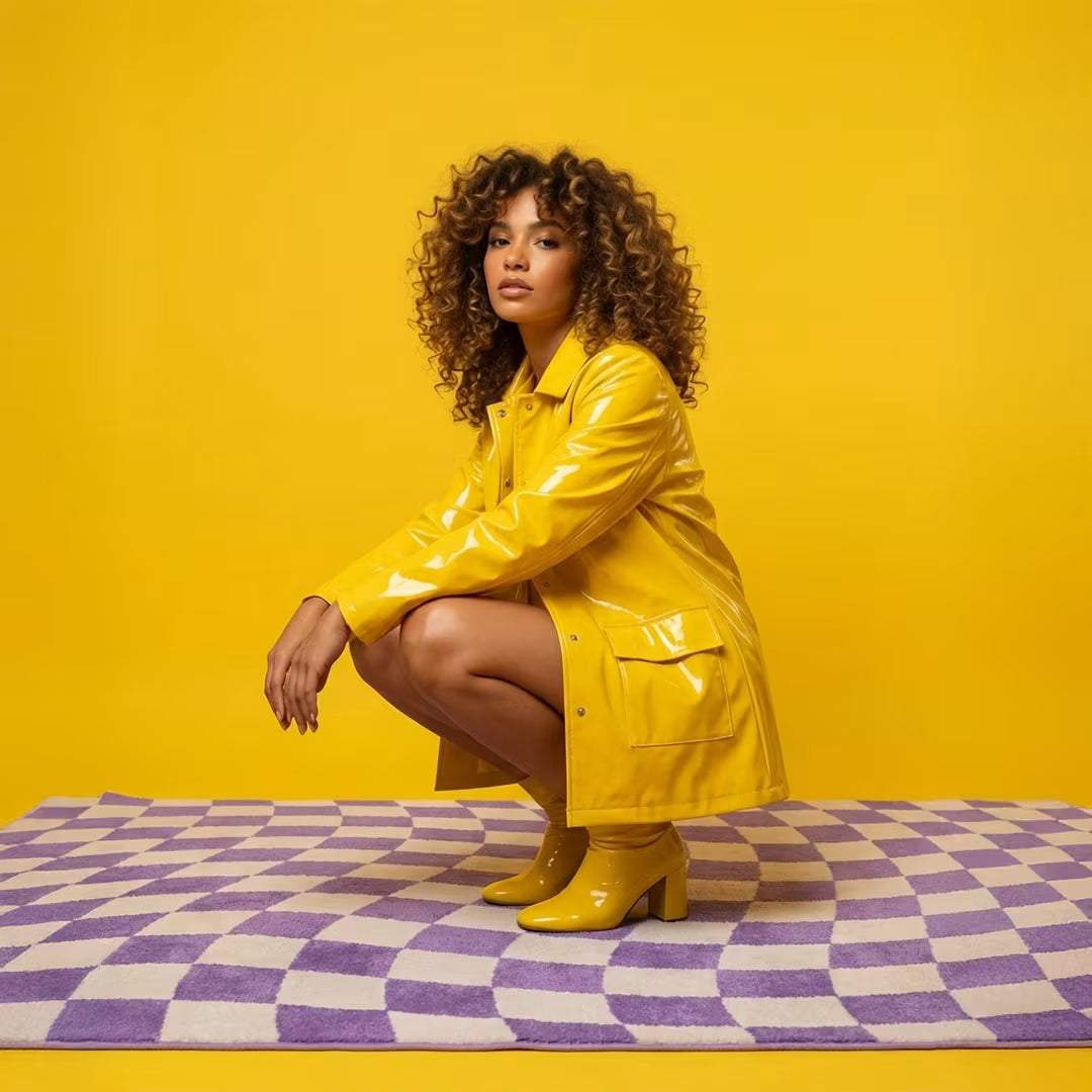 Retro Checkerboard Rug in 7 Colours