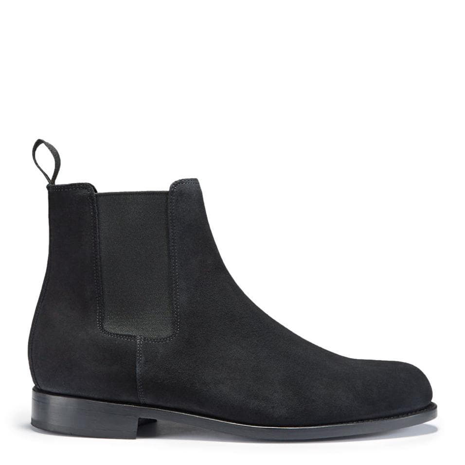 Black Suede Chelsea Boots with Leather Sole