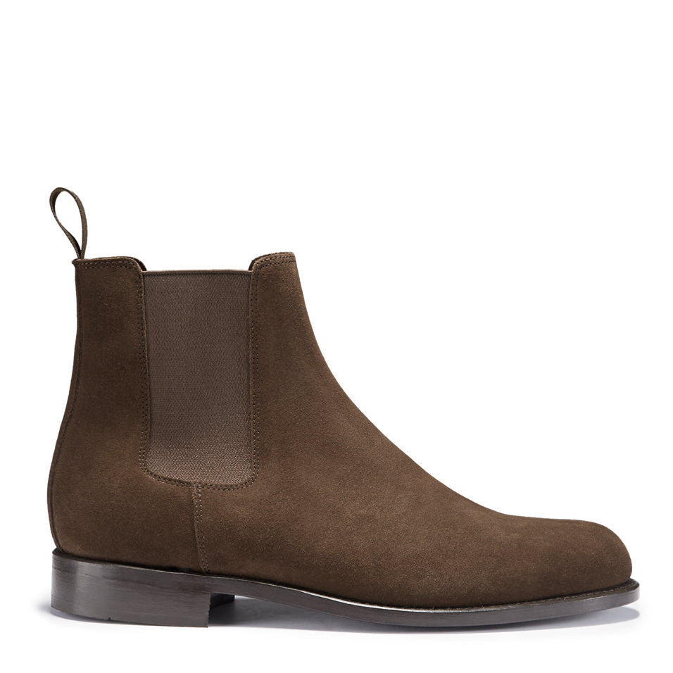 Brown Suede Chelsea Boots with Leather Sole