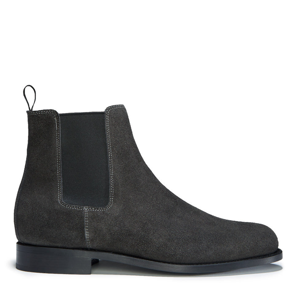Grey Suede Chelsea Boots with Leather Sole
