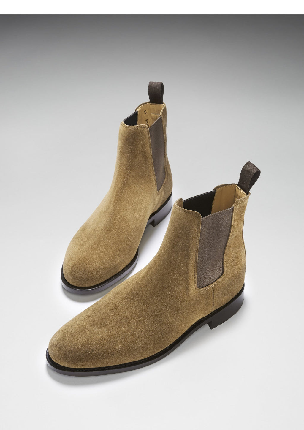 Tobacco Suede Chelsea Boots with Welted Leather Sole