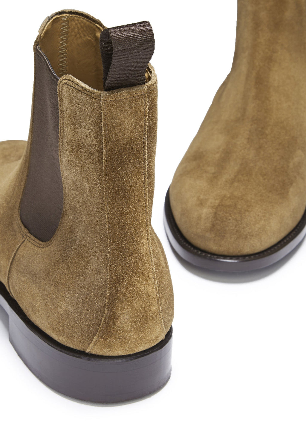 Tobacco Suede Chelsea Boots with Welted Leather Sole