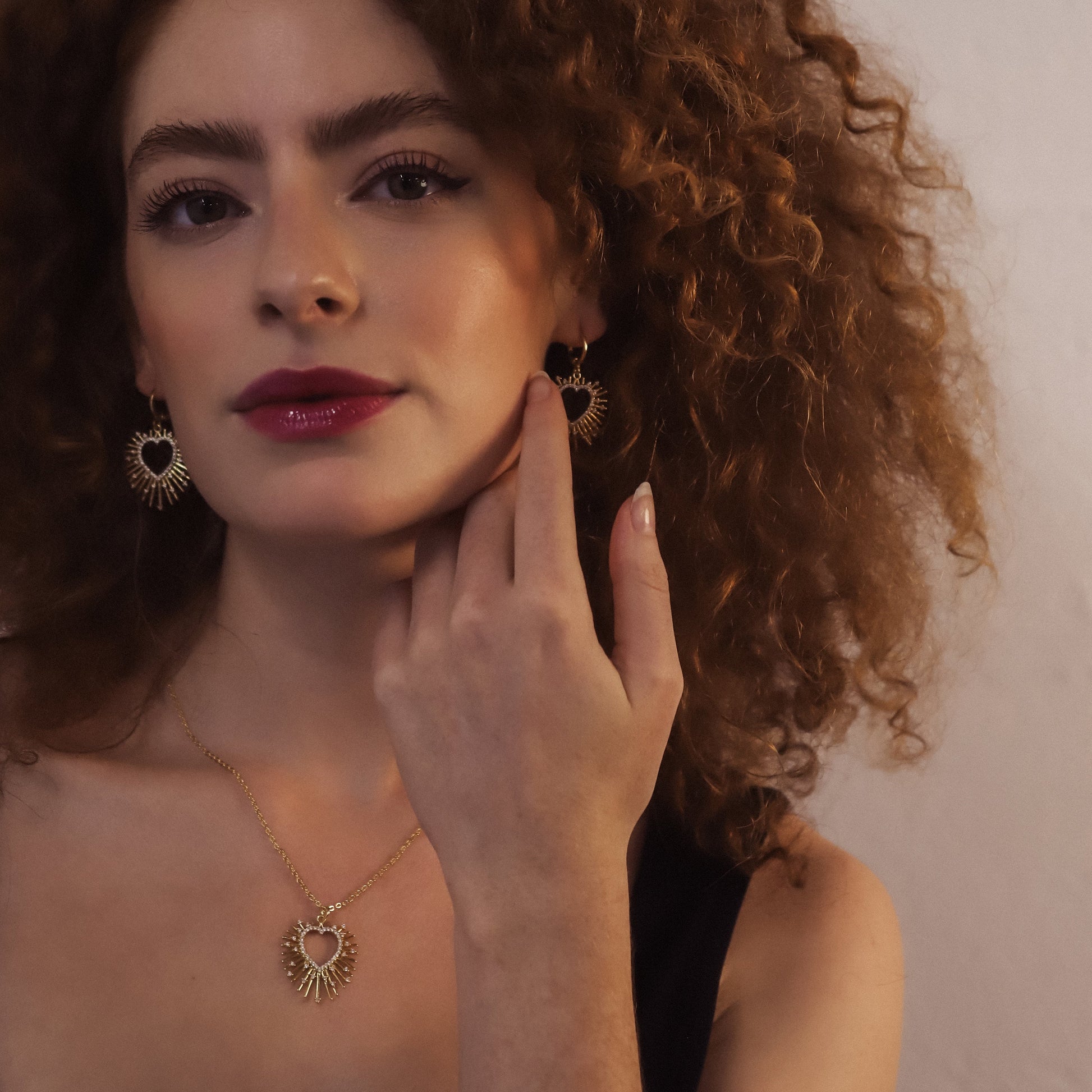 Starburst Heart Earrings in 18K Gold Plated