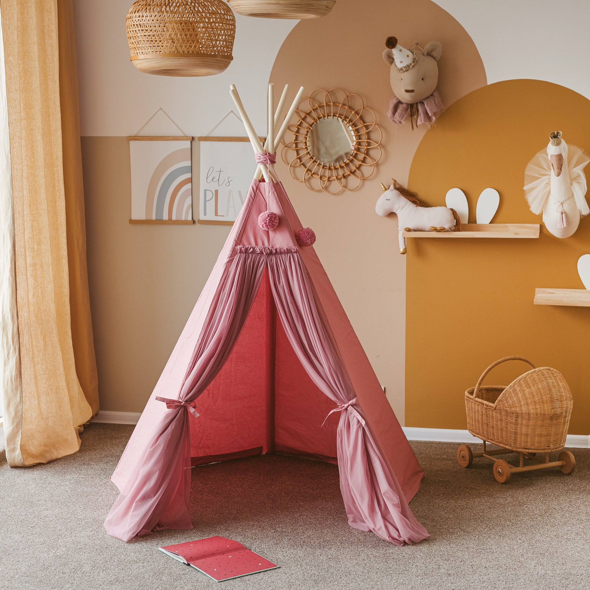 Fairy Kids Play Tent with Tulle in Cognac