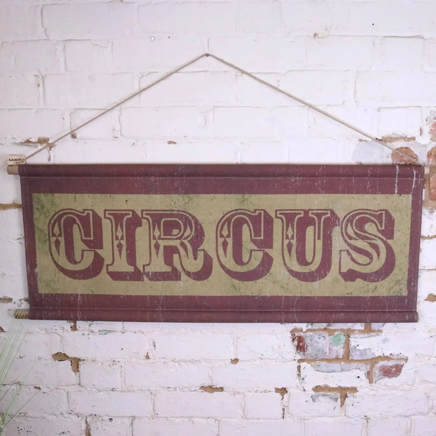 Vintage Circus Sign Canvas Wall Art with Wooden Scroll