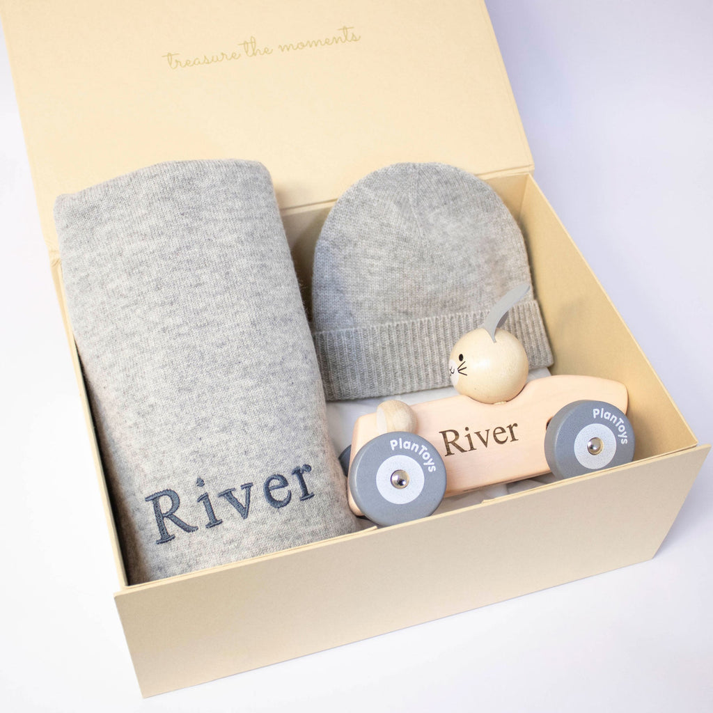 Classic Cashmere Racing Car Gift Set with Bunny Toy