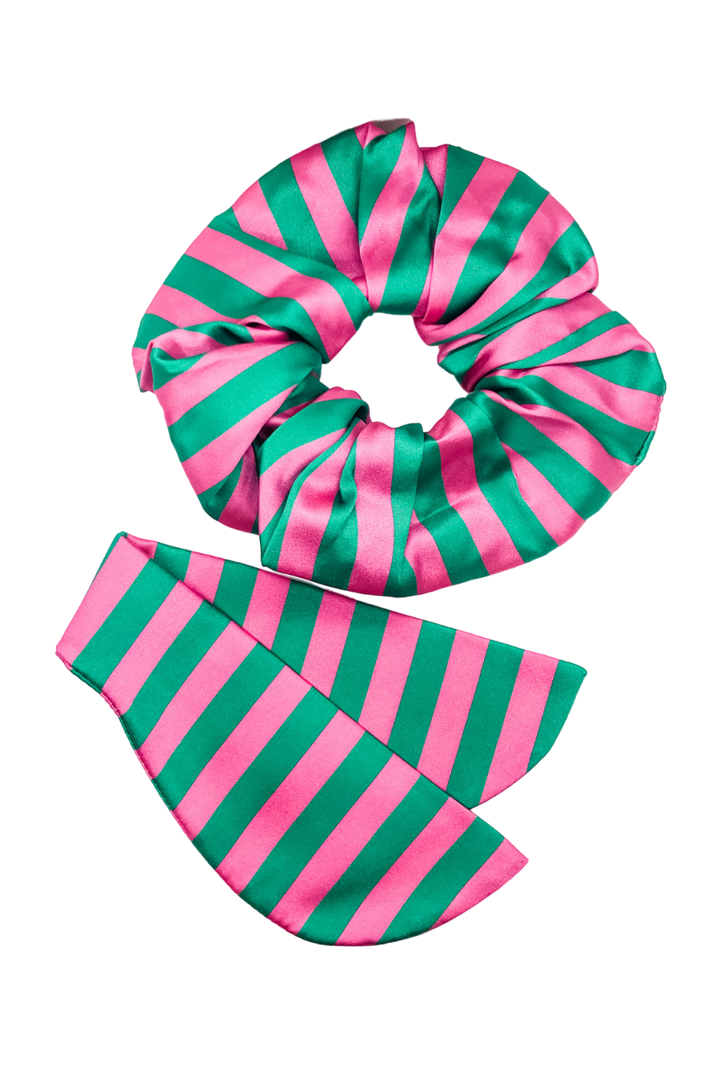 Silk Scrunchie in Flamingo Stripe with Removable Butterfly Wings