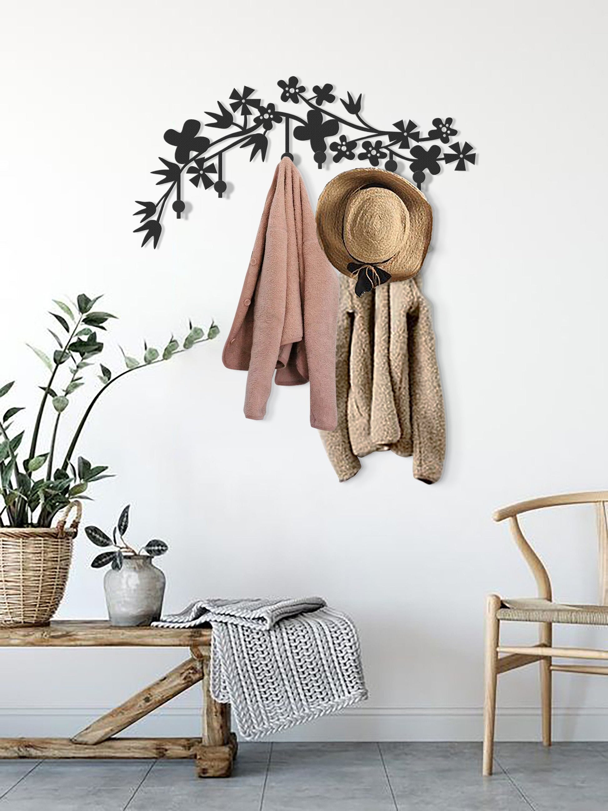 Black Metal Minimalist Coat Rack