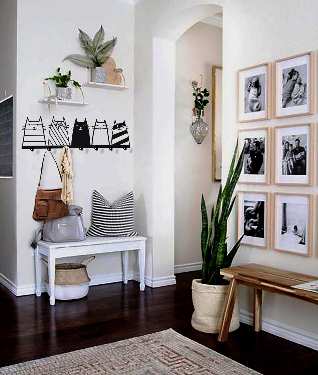 Minimalist Coat Rack in Black Matte Metal