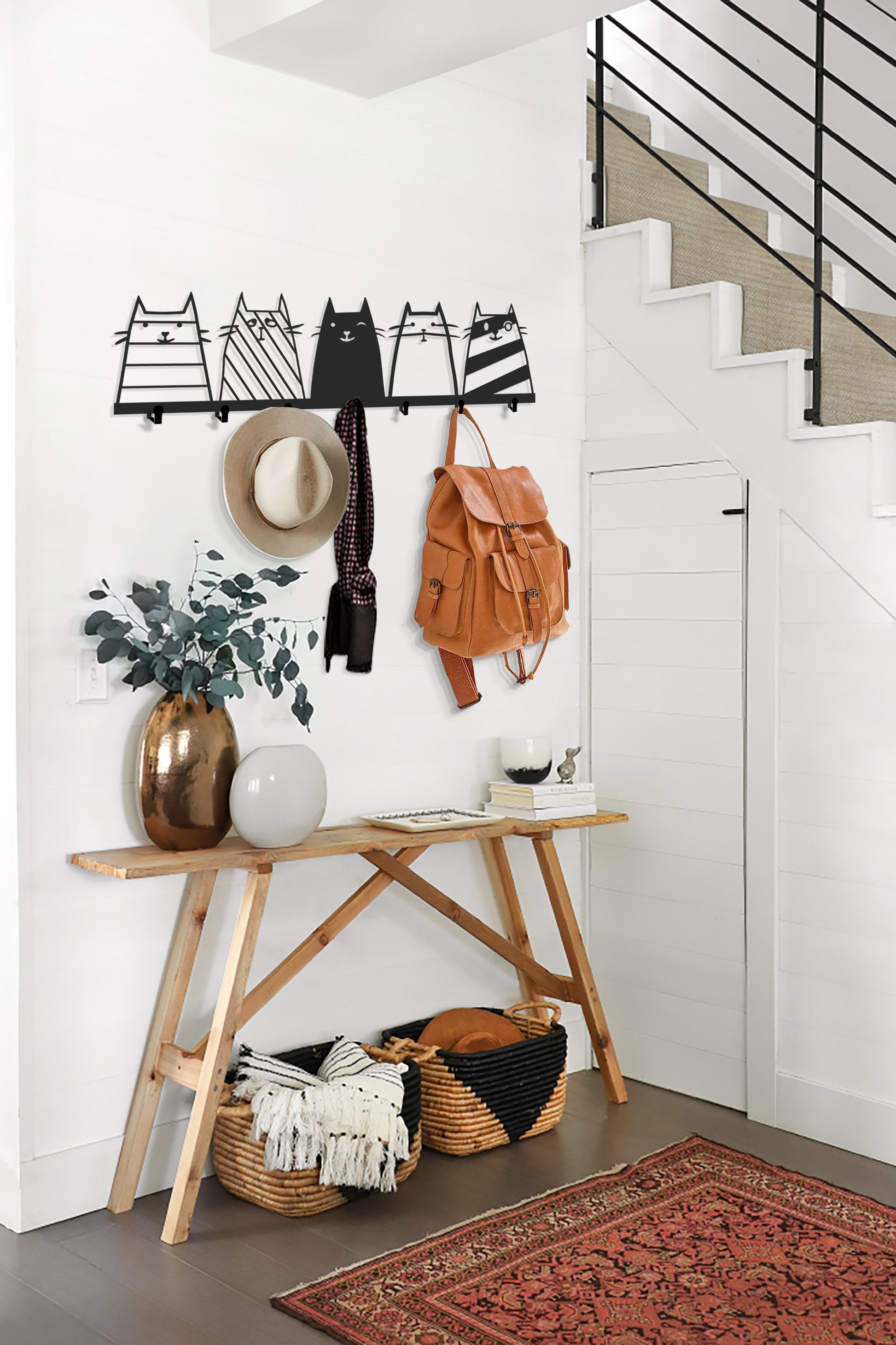 Minimalist Coat Rack in Black Matte Metal
