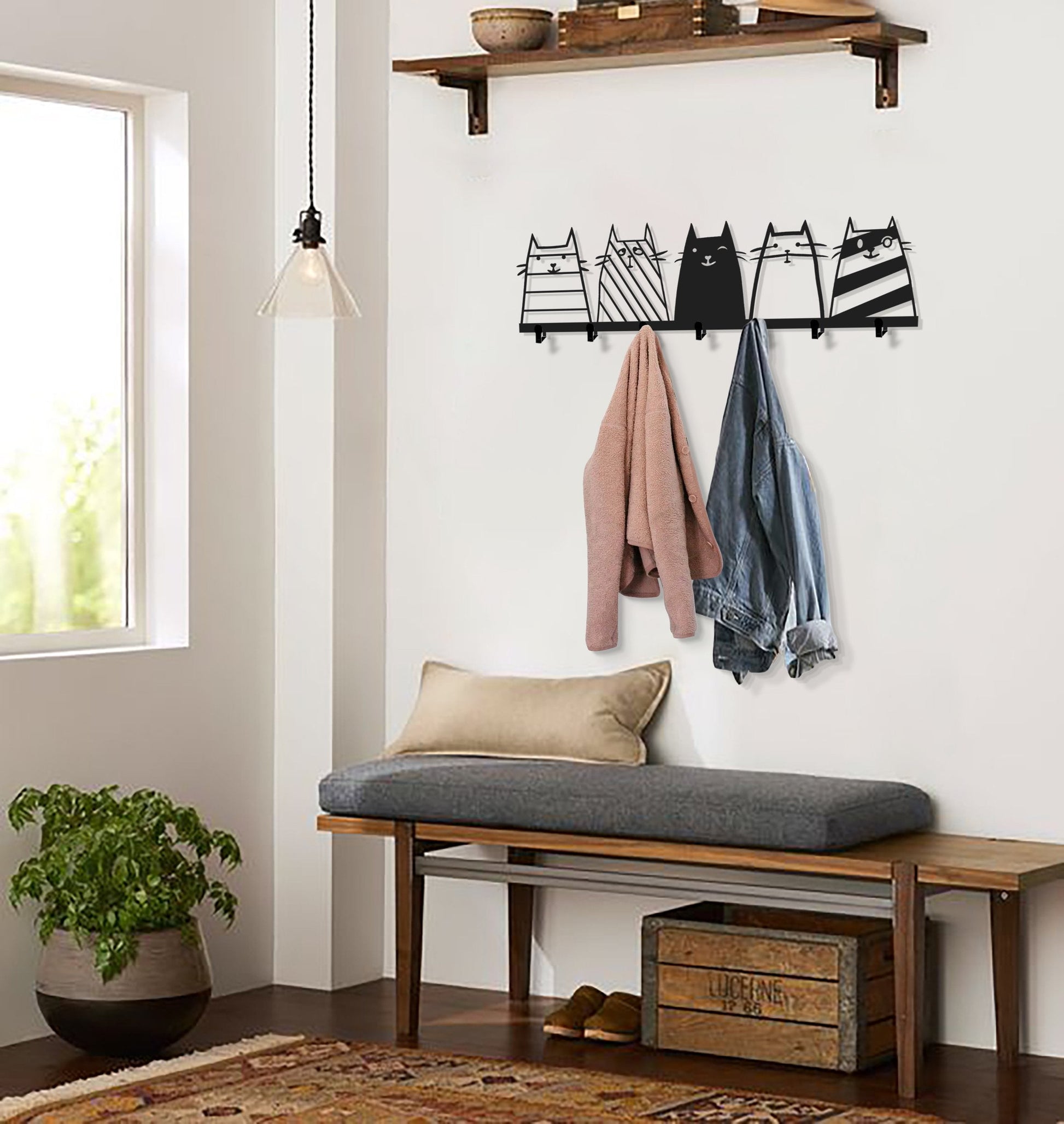 Minimalist Coat Rack in Black Matte Metal