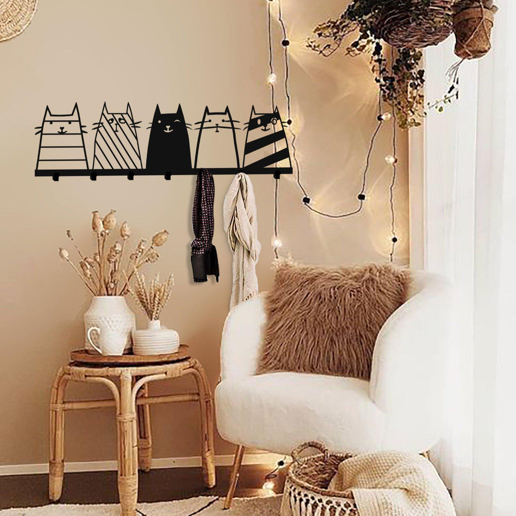 Minimalist Coat Rack in Black Matte Metal