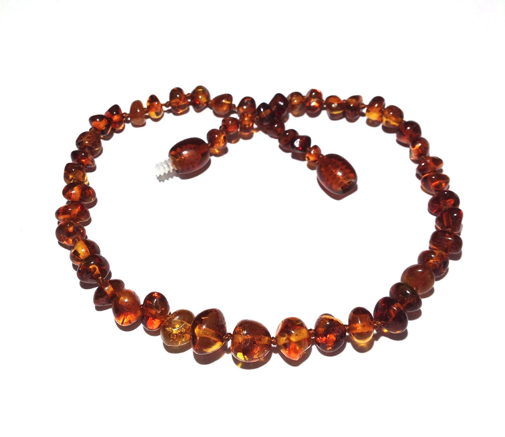 Child Cognac Amber Necklace, Handmade Baltic Beads