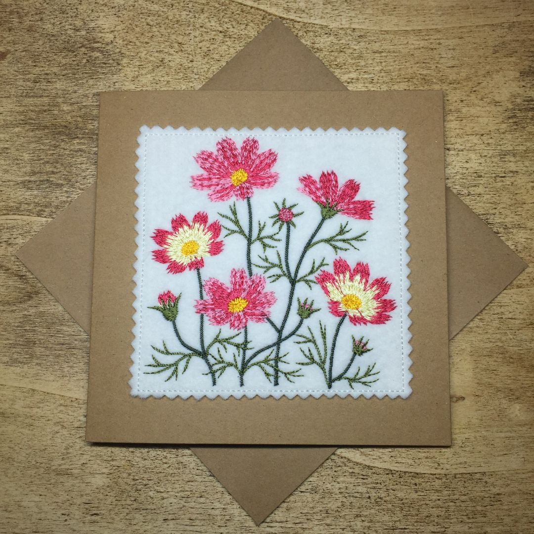 Embroidered Comos Card with Kraft Envelope