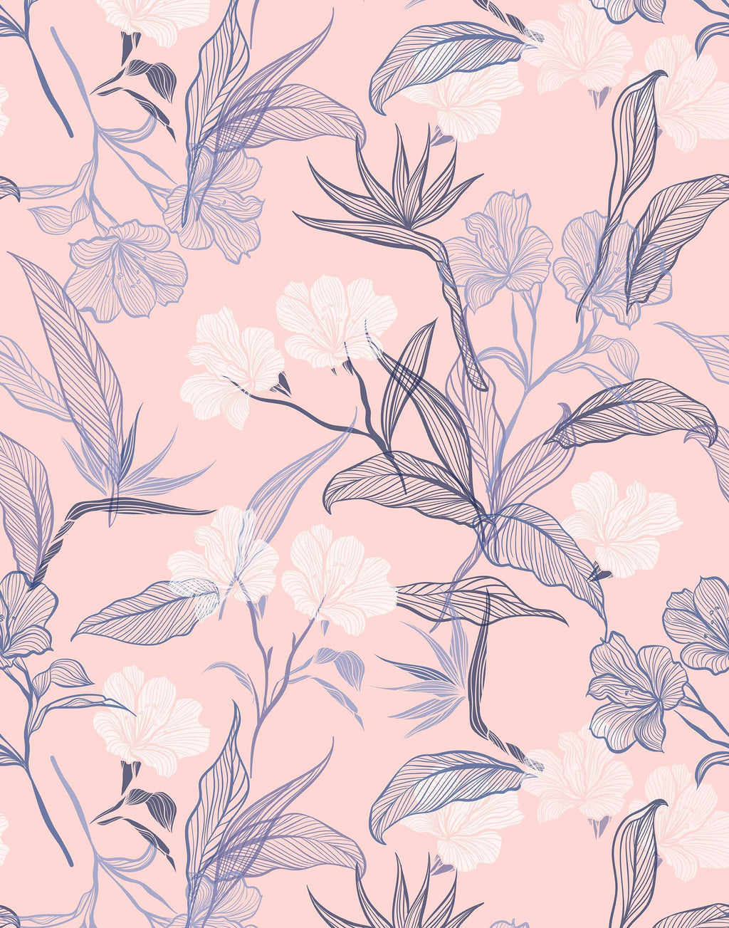 Contour Bold Floral Outline Wallpaper