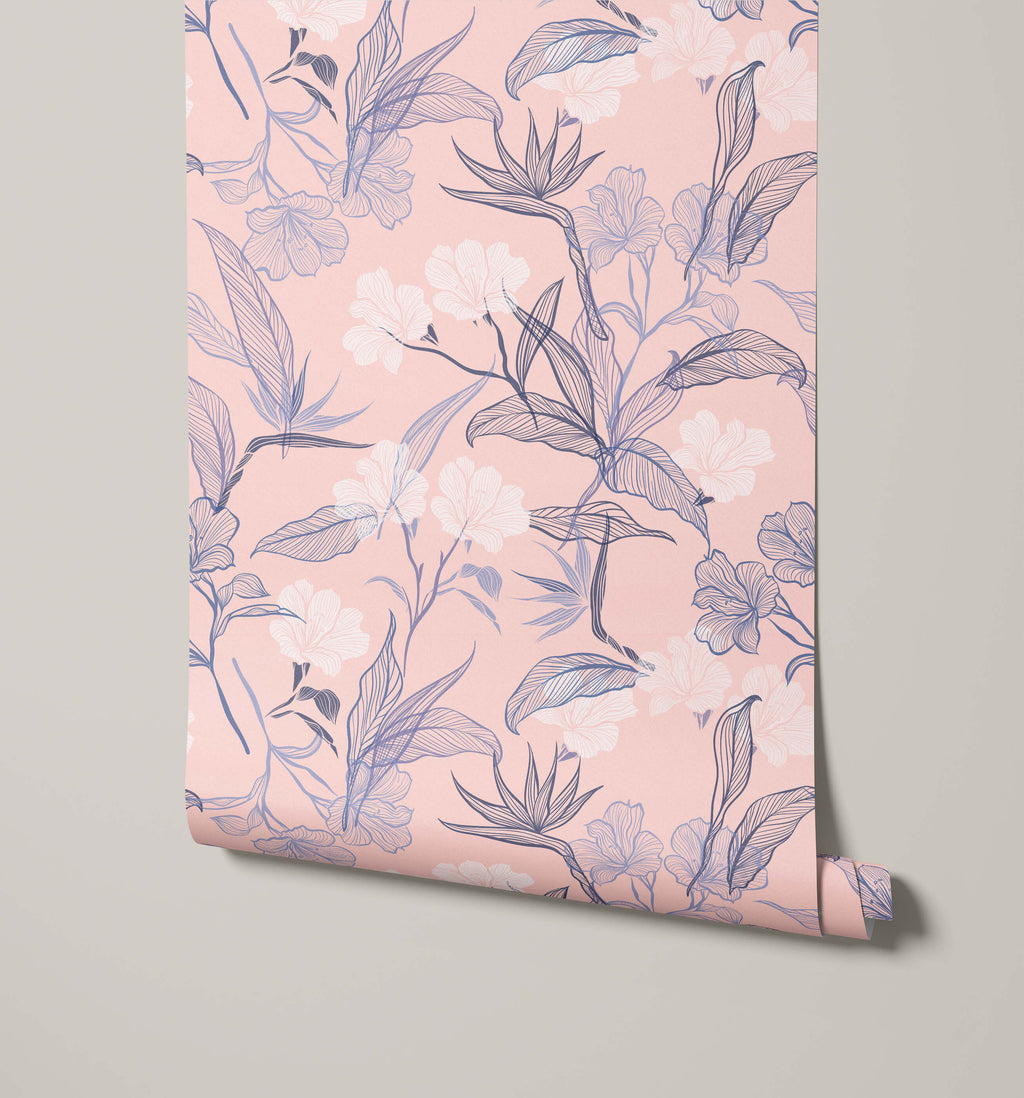 Contour Bold Floral Outline Wallpaper