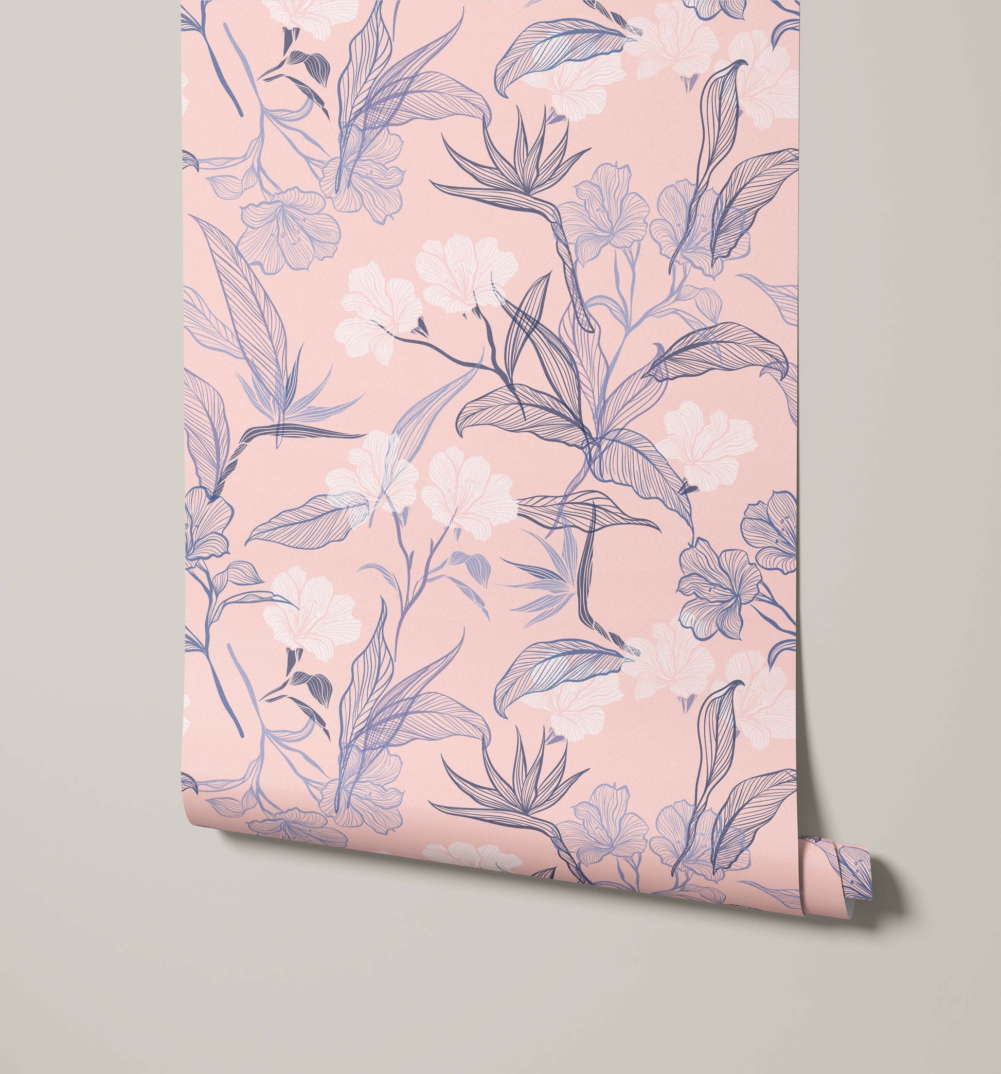 Contour Bold Floral Outline Wallpaper