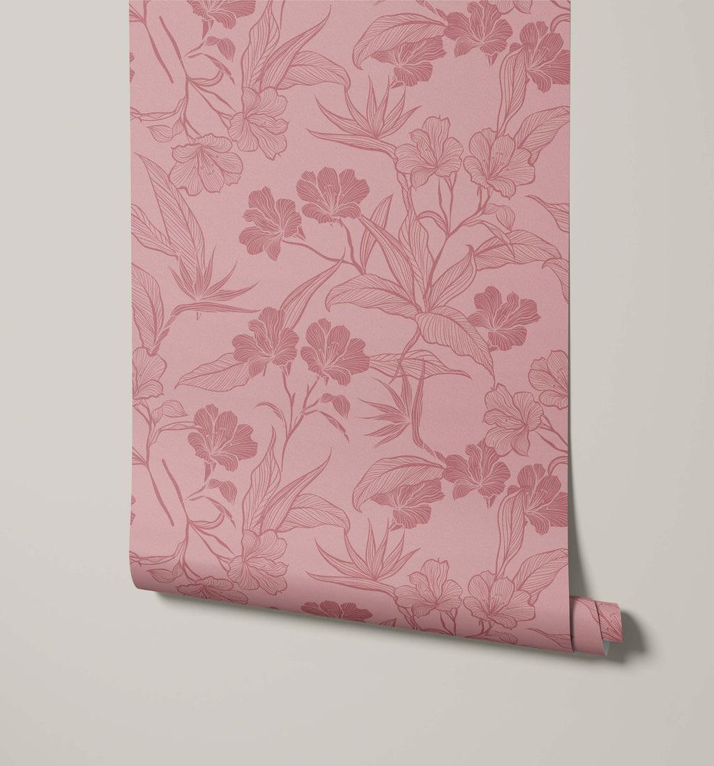 Contour Bold Floral Outline Wallpaper