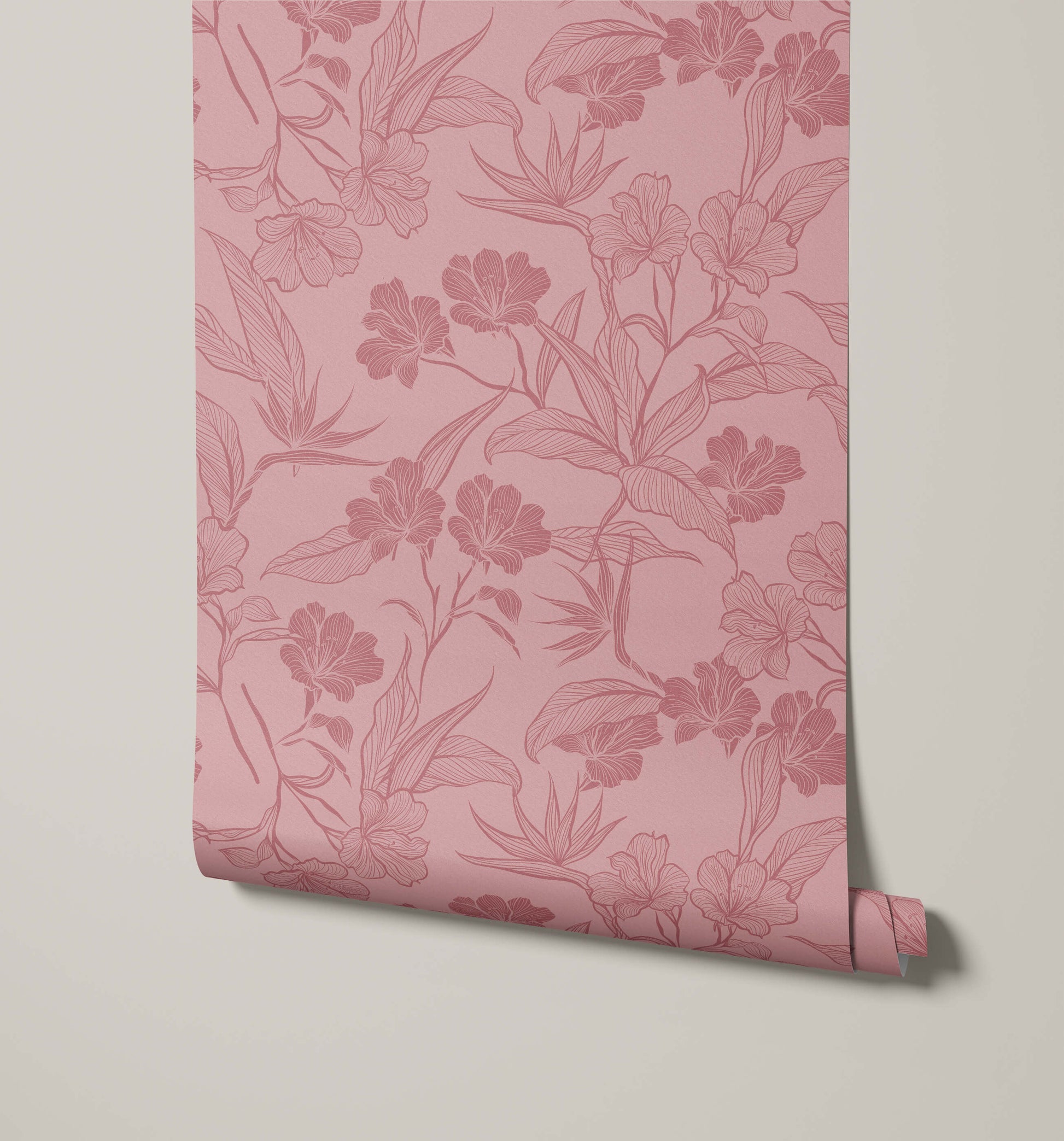 Contour Bold Floral Outline Wallpaper