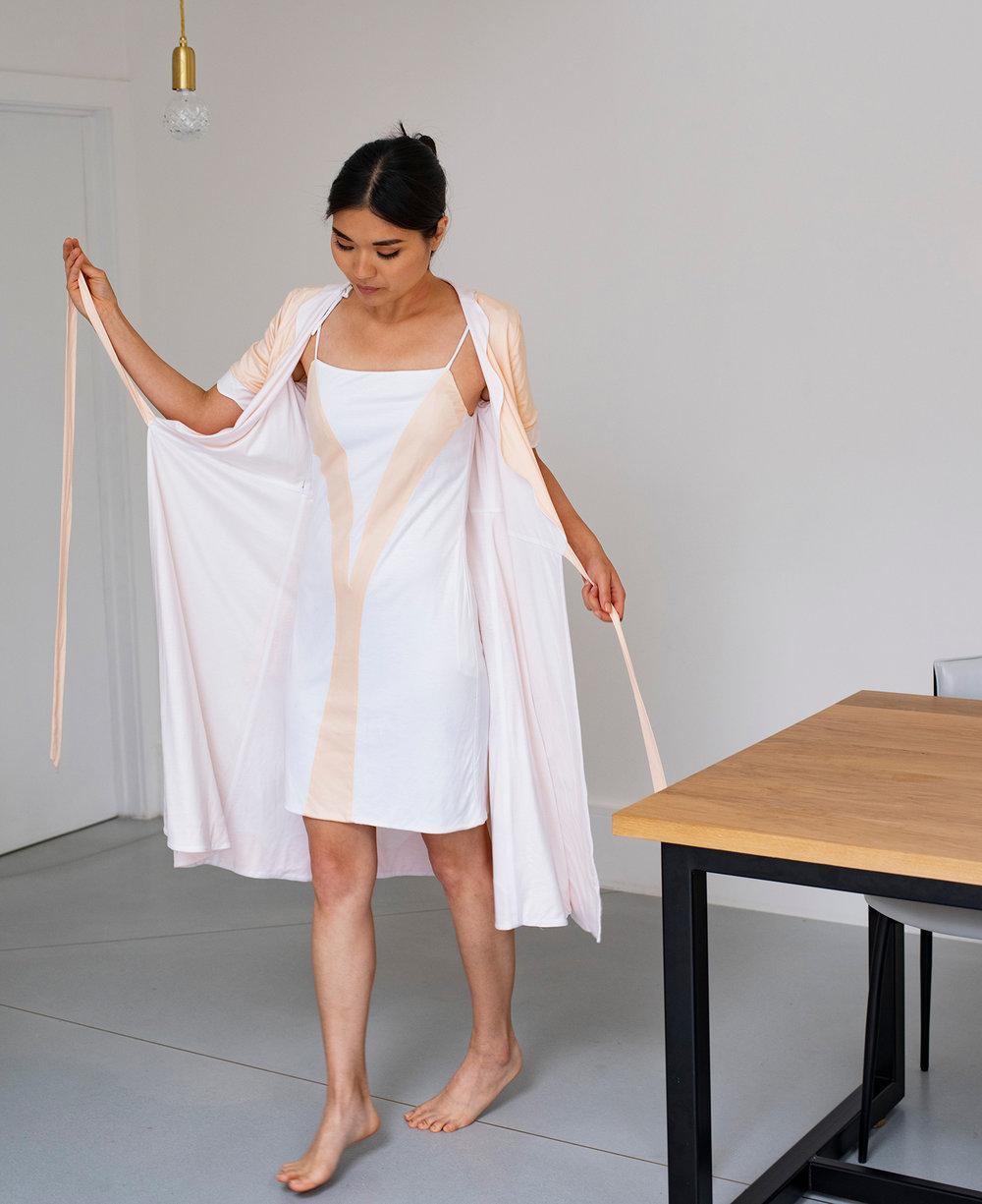 Coral Reef Lounge Dress in Seaweed Fabric