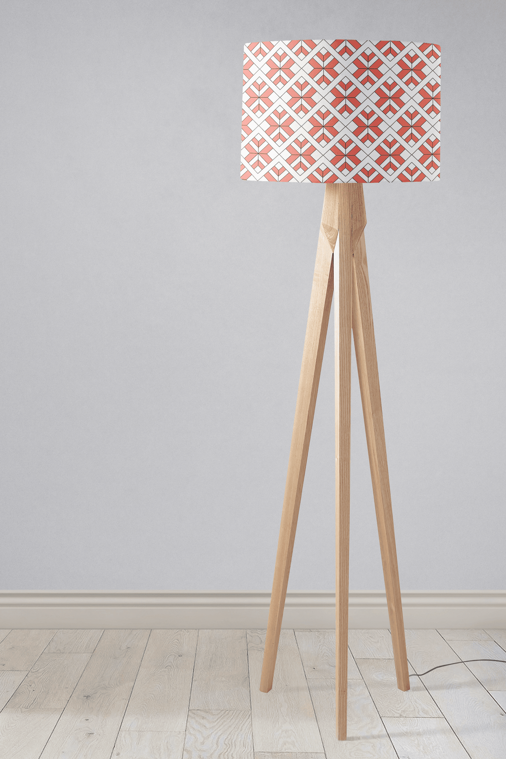 Coral and White Geometric Lampshade for Table and Ceiling Lights