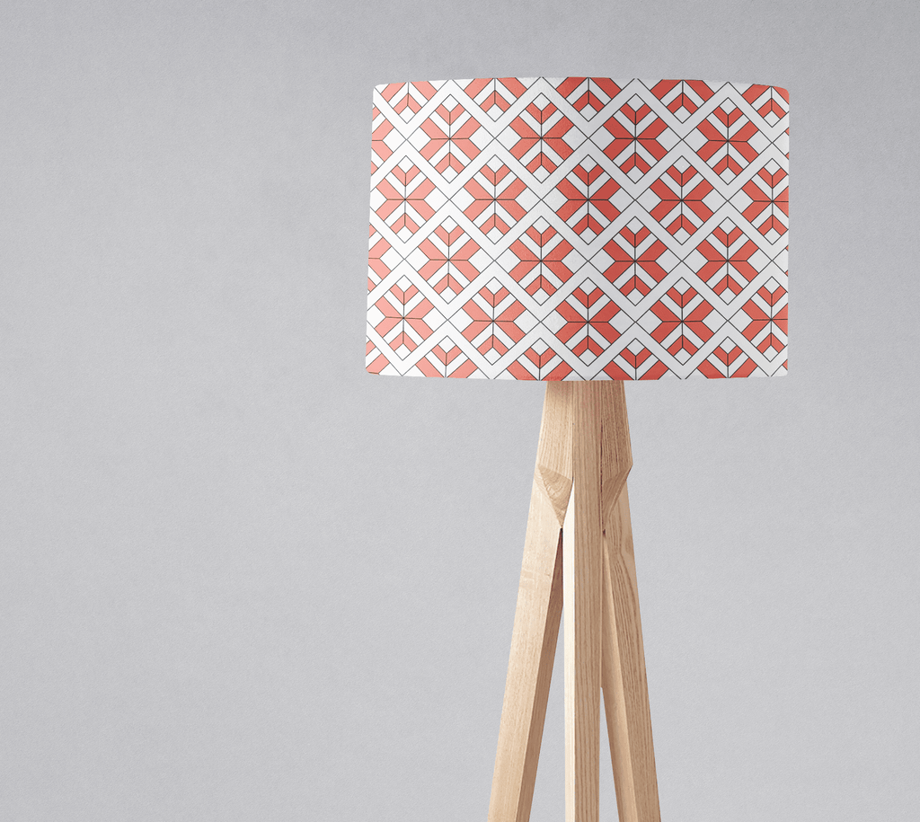 Coral and White Geometric Lampshade for Table and Ceiling Lights