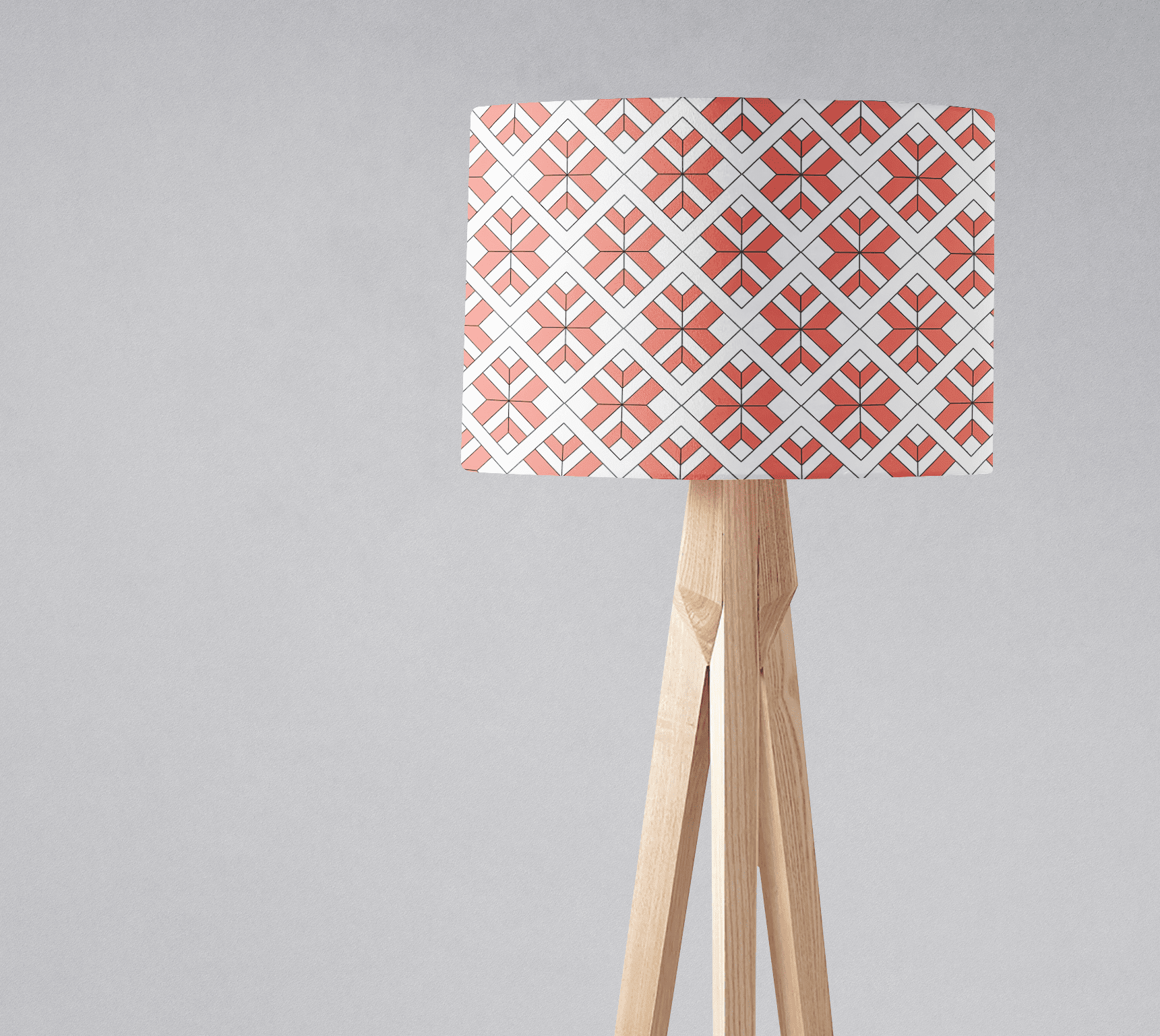 Coral and White Geometric Lampshade for Table and Ceiling Lights
