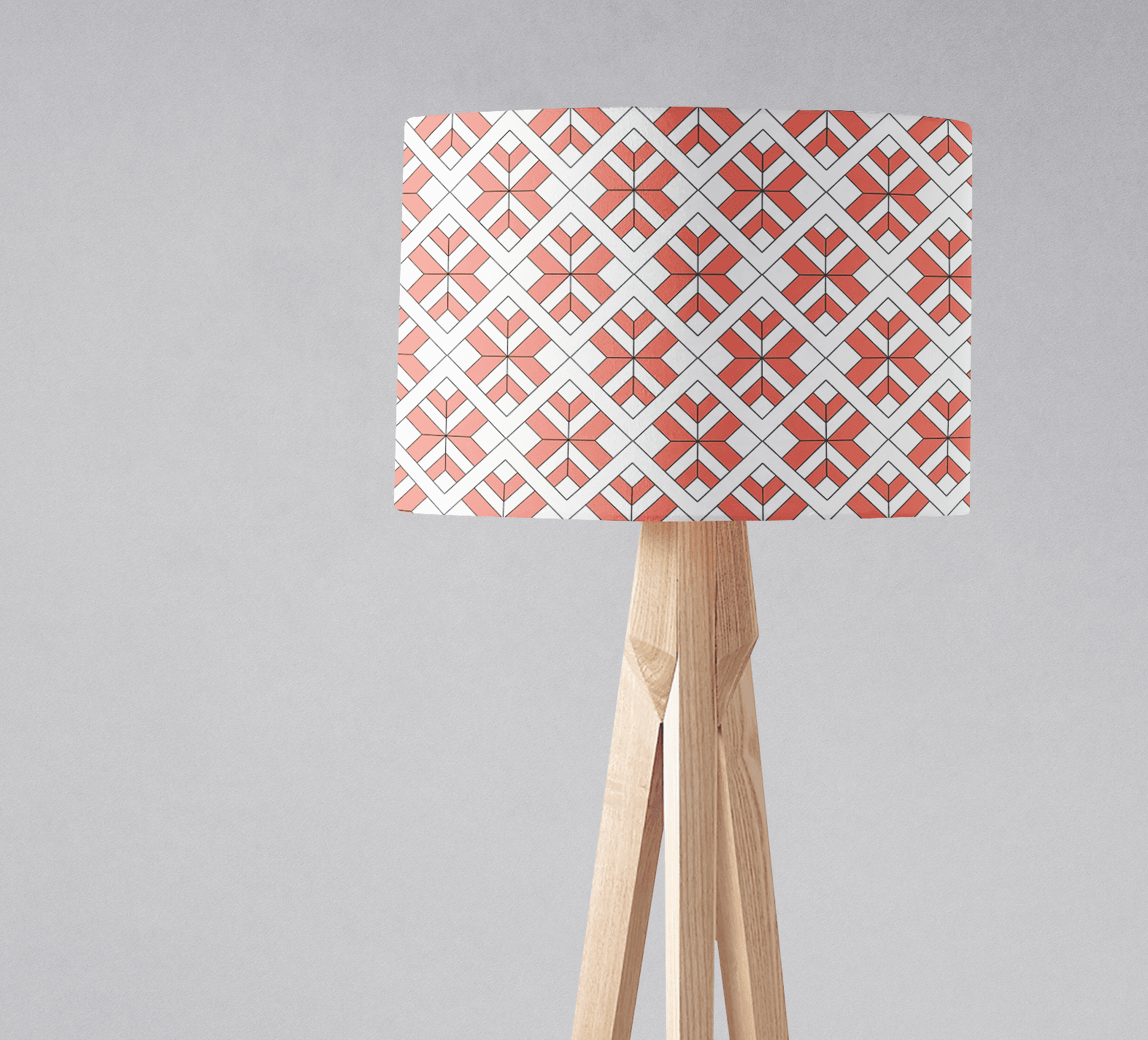 Coral and White Geometric Lampshade for Table and Ceiling Lights