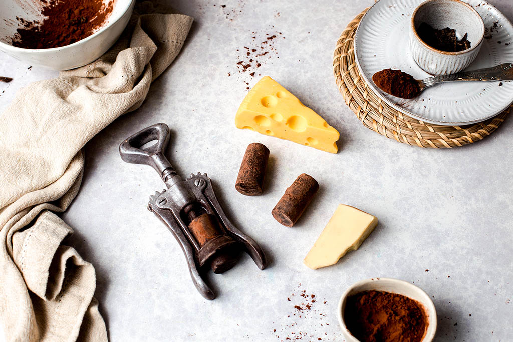 Chocolate Selection Box with Corkscrew and Cheese Pairing