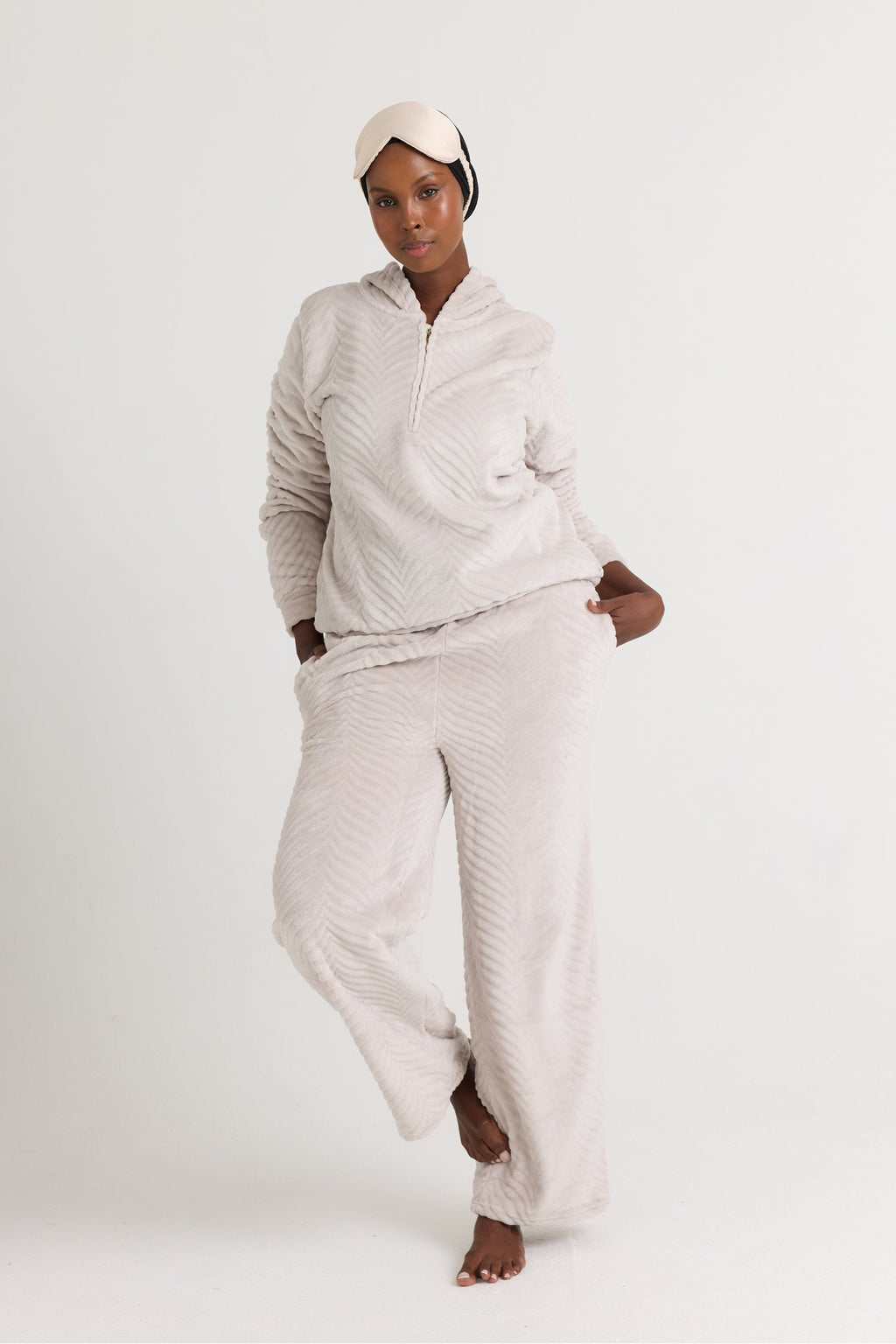 Cosy Chevron Lounge Suit in Almond