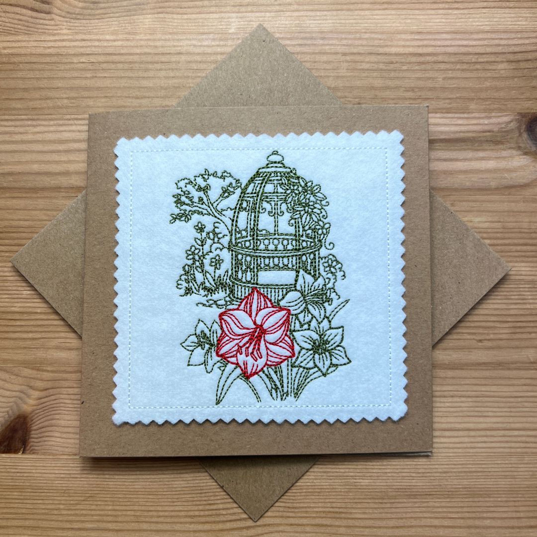 Cottage Garden Gazebo Embroidered Card